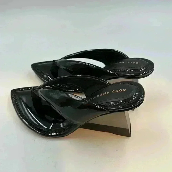 🆕 NWT, Good American shoe bag and box size 5 black patent leather thong … - Picture 3 of 12